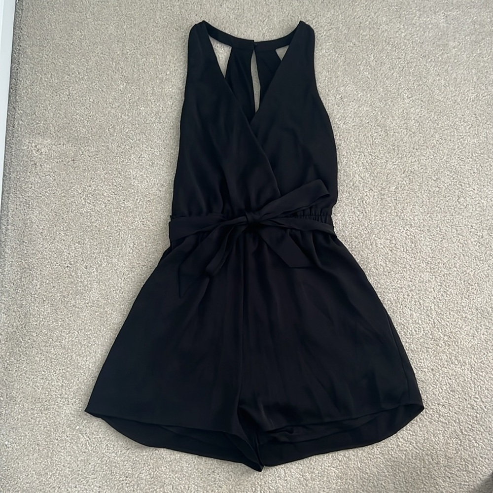 Express Black Halter Chiffon and Satin Romper